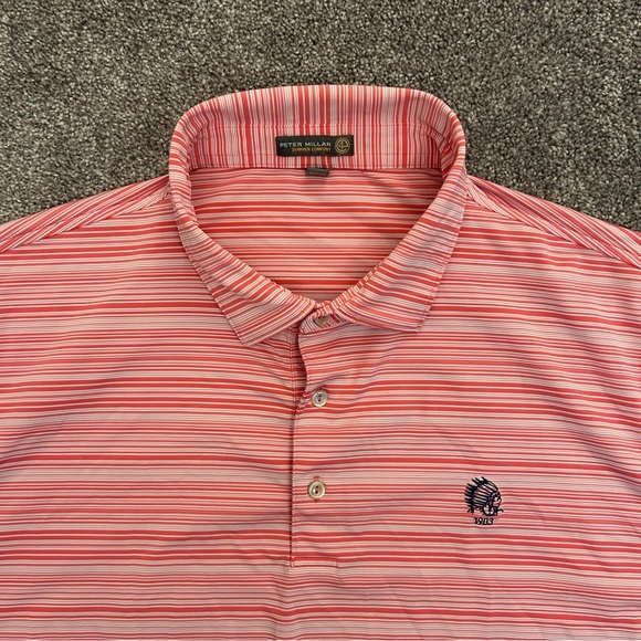 Peter Millar Summer Comfort Men's Polo Shirt Size XXL Pink Striped Short Sleeves - Picture 3 of 13